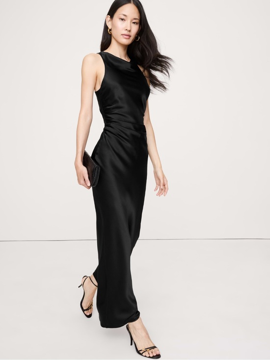 Banana Republic Dresses & Skirts - NWT - Banana Republic Black Satin Maxi Dress - Size 8